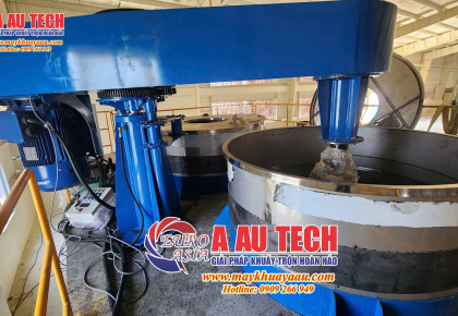 Máy khuấy sơn 215HP lắp sàn xoay linh hoạt 2 bồn chứa