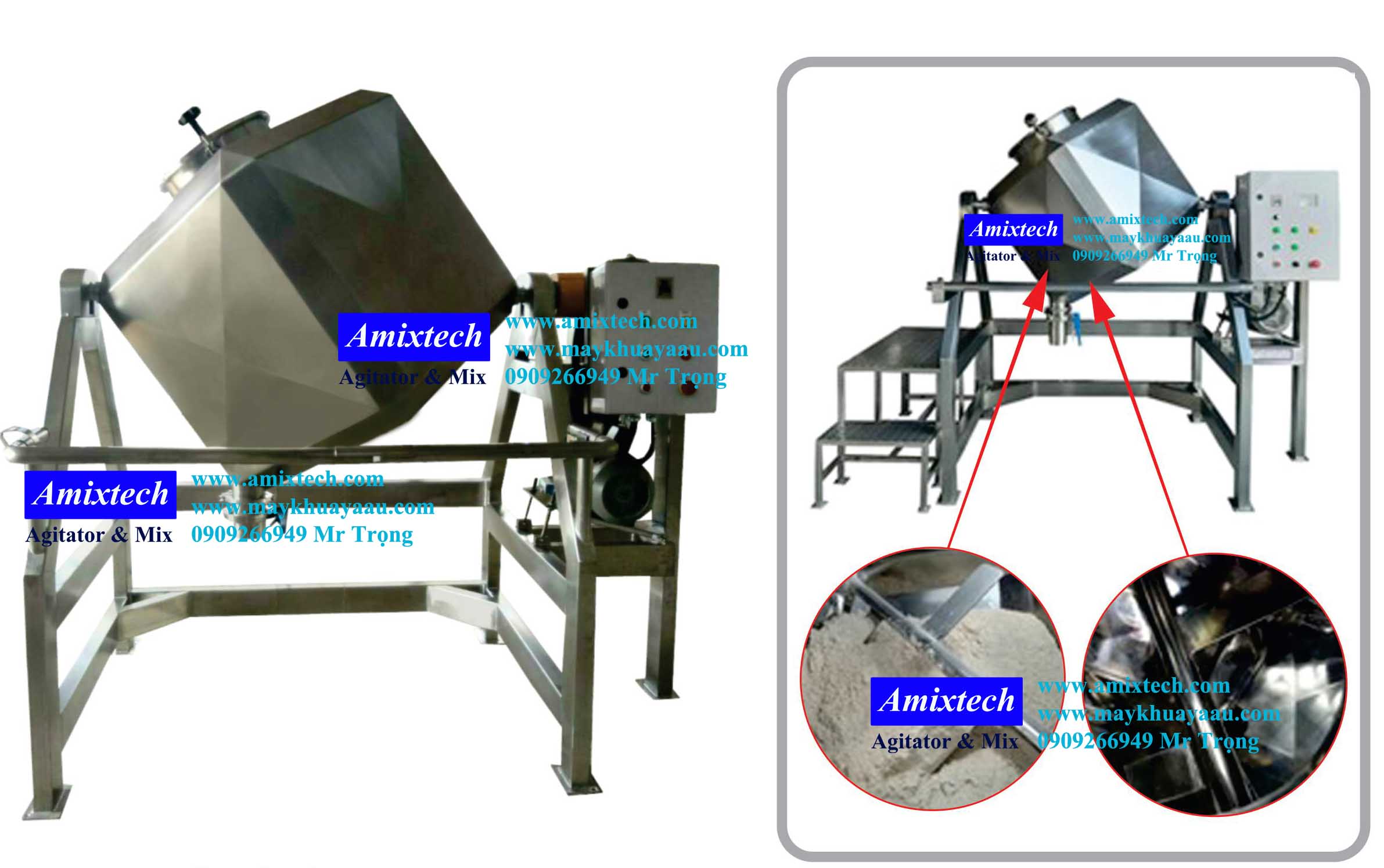 Máy trộn bột thực phẩm dạng lập phương