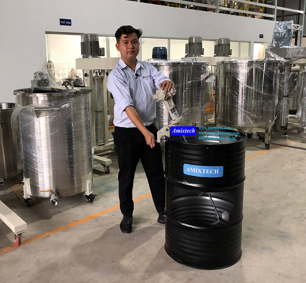Máy khuấy kẹp miệng thùng phuy