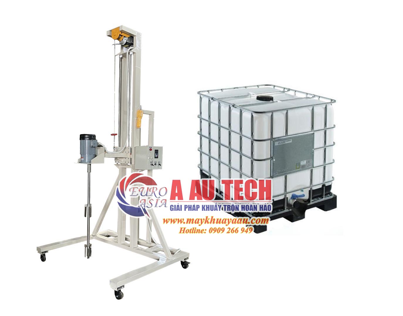máy khuấy thùng ibc nâng điện