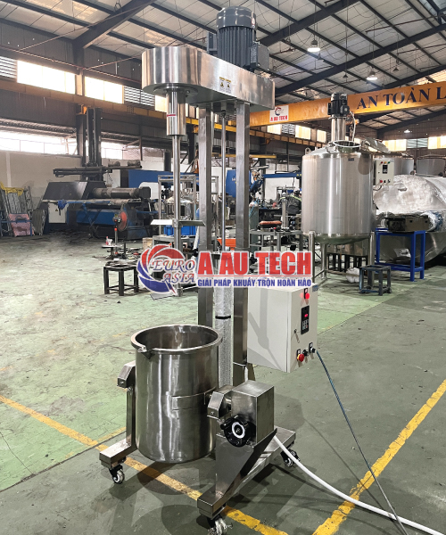 Máy khuấy khung inox bồn xoay đổ liệu