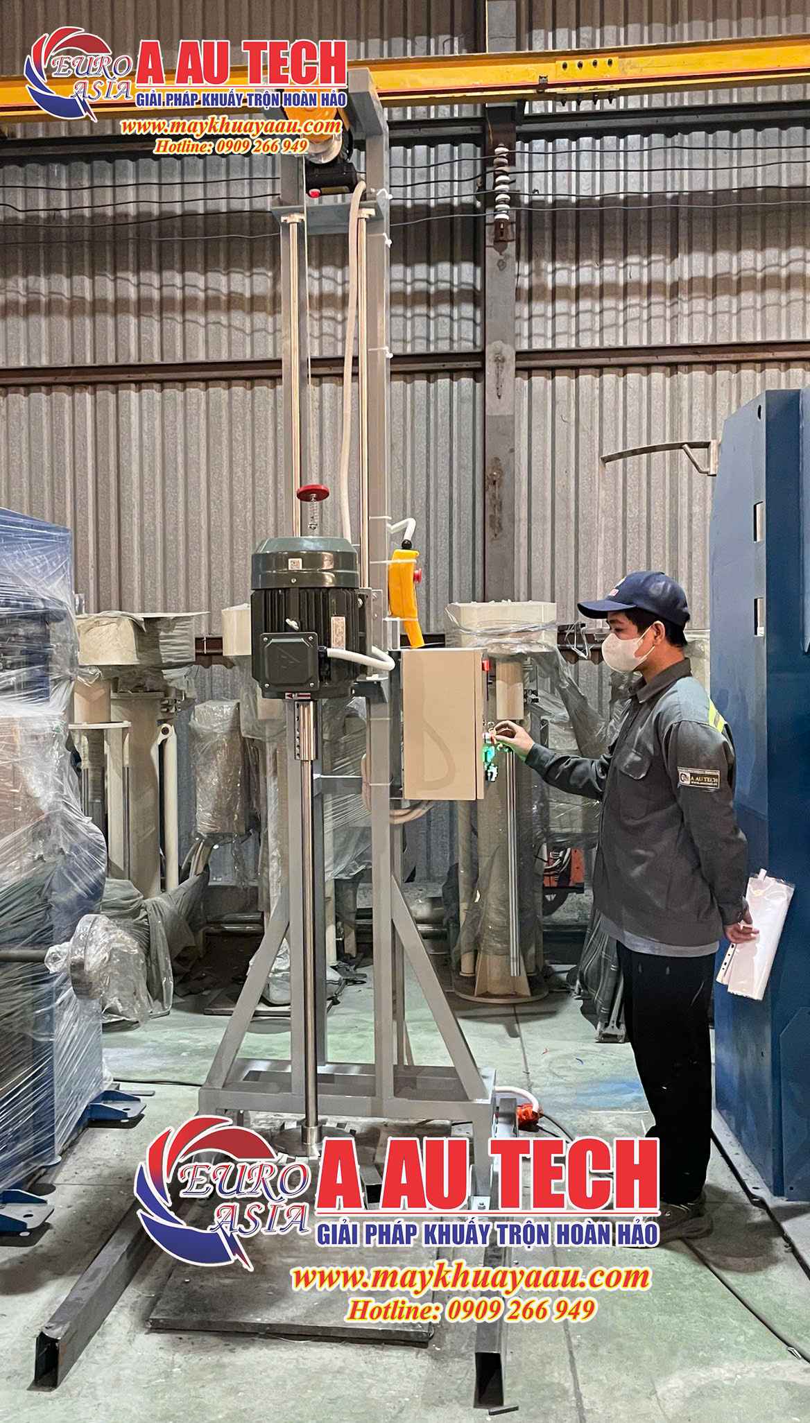 máy khuấy phân bón nâng điện