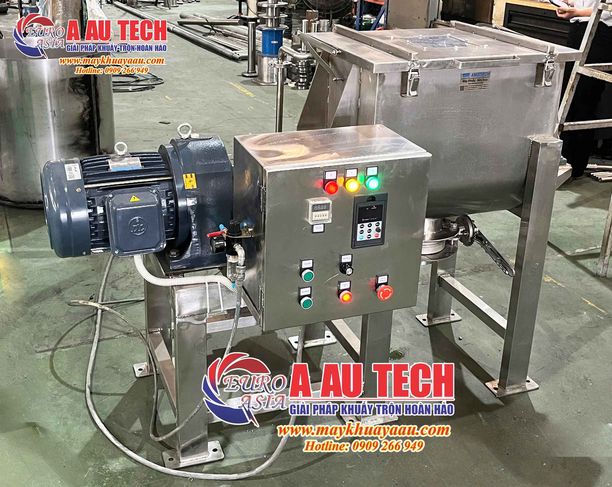 Máy trộn bột inox nằm ngang