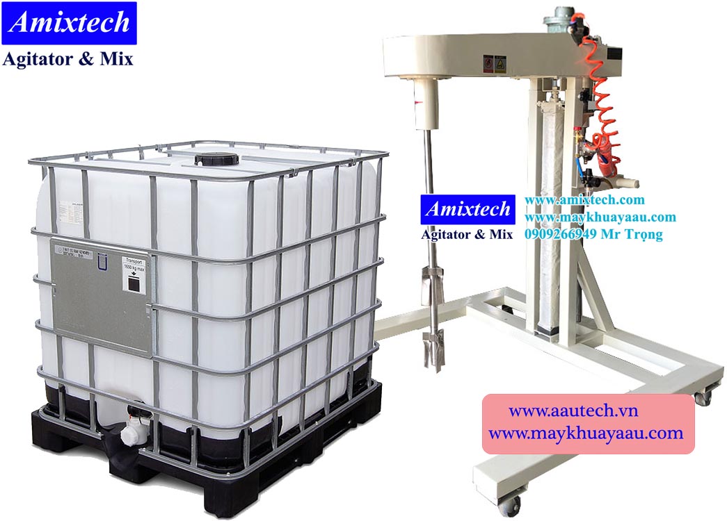 máy khuấy thùng ibc nâng hạ tự động