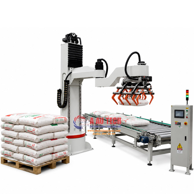 Máy gắp xếp bao lên pallet tự động